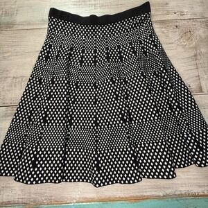 Carmen Marc Valvo ~ Black/White  Geometric Sweater Skater Skirt RN#93178 Size M